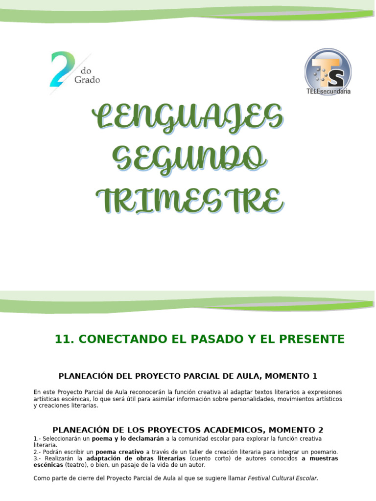Lenguajes 2trim 2do Planeación 2024 Plan de Estudio 2022 | PDF ...