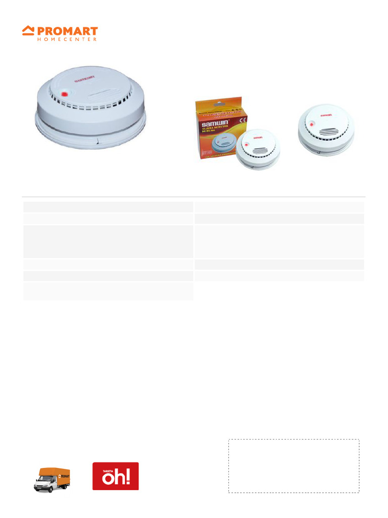 Alarma de Humo Samwin 9V Inalámbrica | PDF