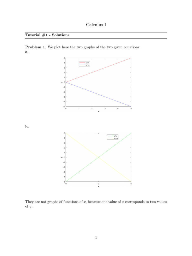 Calculus I Tutorial Solutions Guide | PDF | Circle | Mathematical Relations