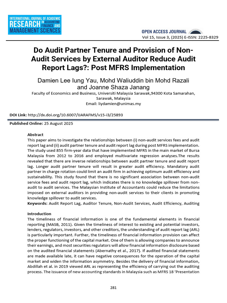 Audit Partner Tenure and Report Lag Analysis | PDF | Accounting ...