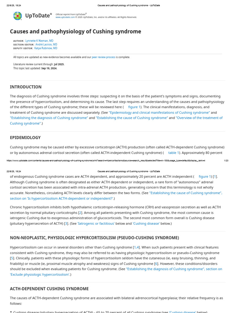 Cushing Syndrome Pathophysiology Overview | PDF | Adrenocorticotropic ...