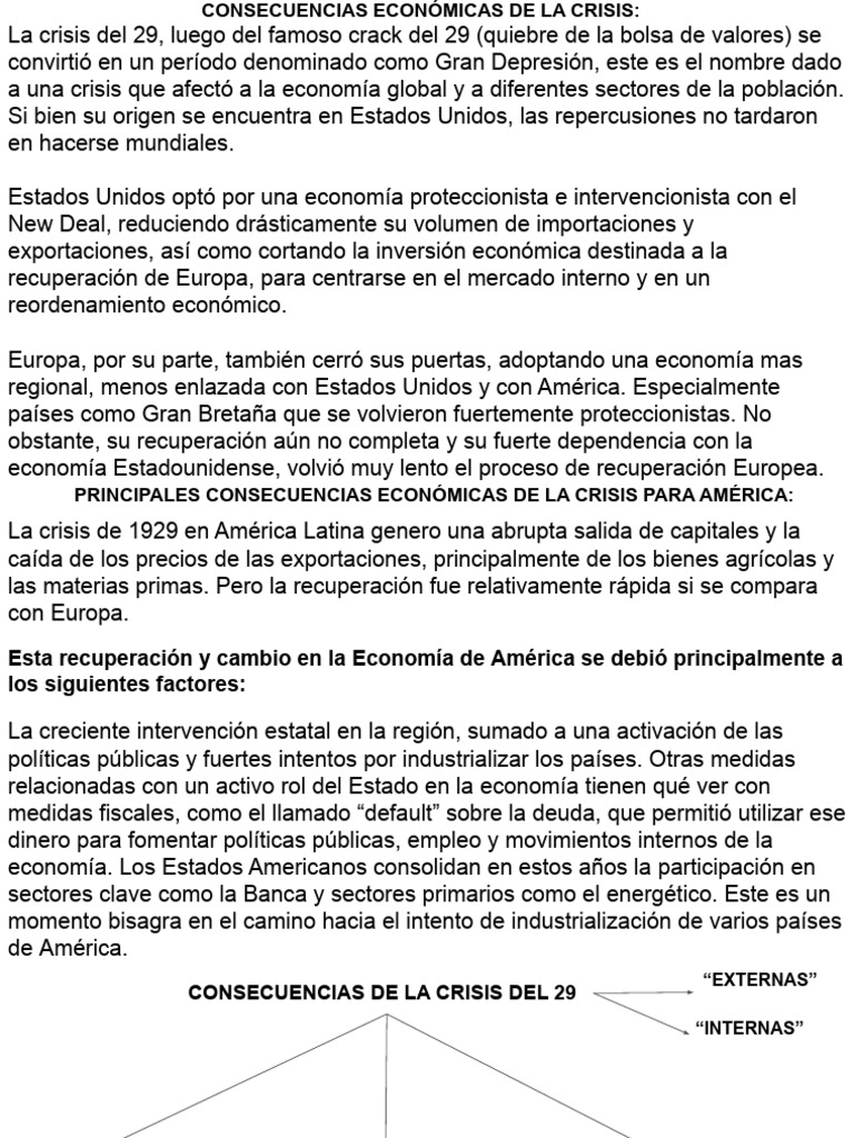 Consecuencias de La Crisis Del 29 y Algunas Consideraciones | PDF ...