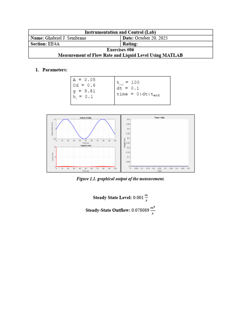MATLAB Flow Rate and Level Measurement | PDF | Fluid Dynamics ...