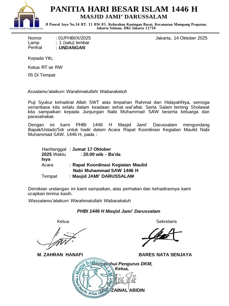 Undangan Rapat Maulid Nabi 1446 H | PDF