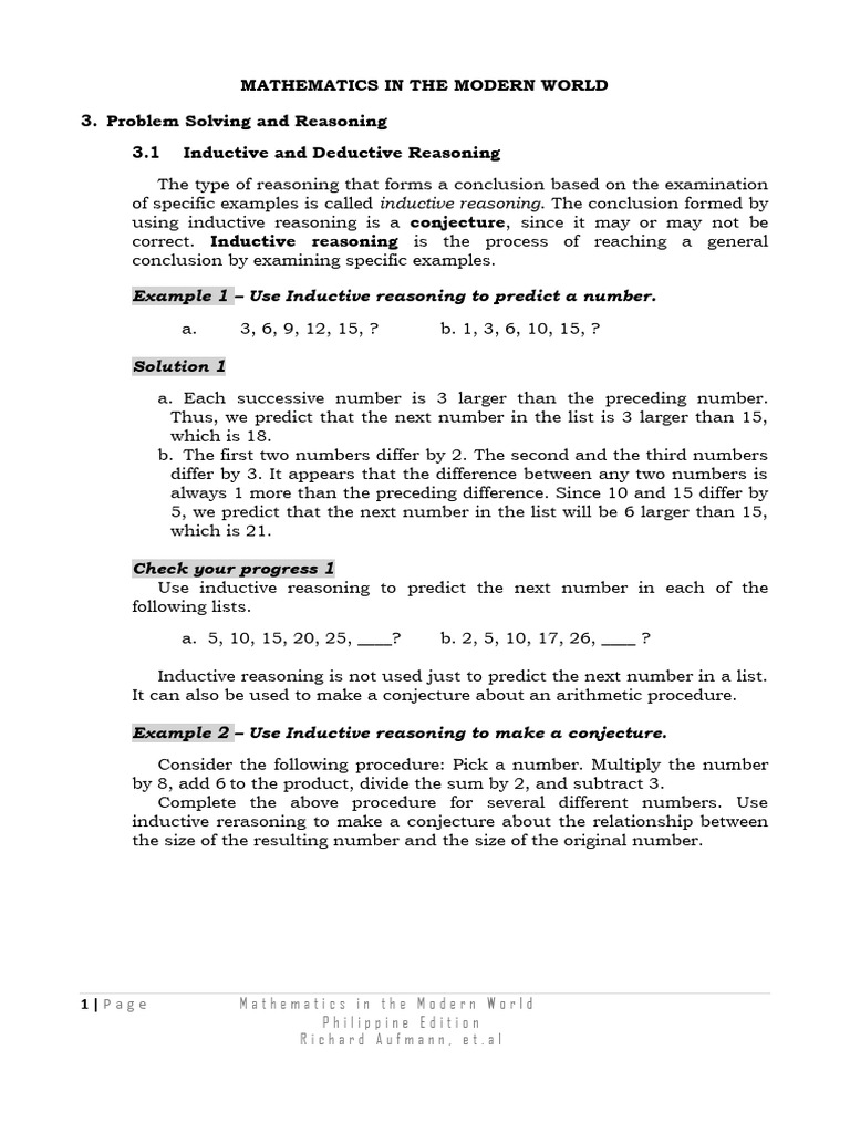 CBLM 3 Problem Solving and Reasoning | PDF | Inductive Reasoning | Reason