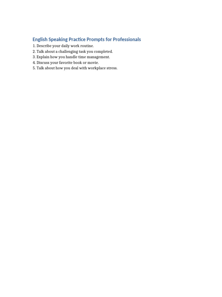 Professional English Speaking Prompts | PDF