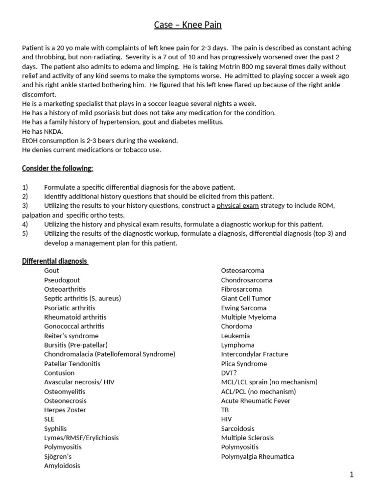 Knee Pain Diagnosis and Management Guide | PDF | Arthritis | Knee