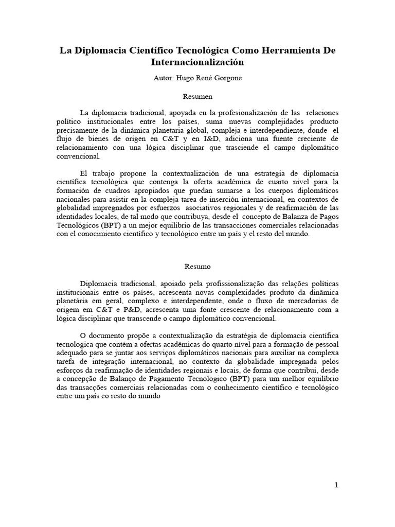 Diplomacia Científica para la Internacionalización | PDF | Plan de ...