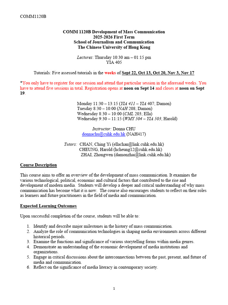Mass Communication Course Overview 2025 | PDF | Theory | Communication