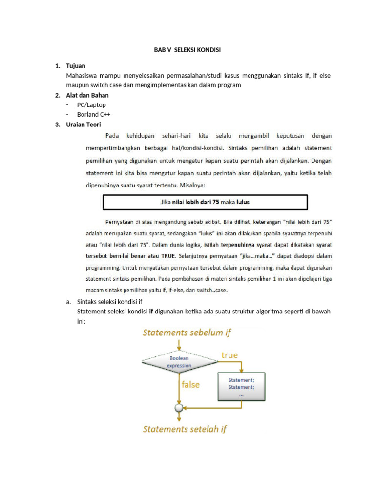 Sintaks Seleksi Kondisi dalam C++ | PDF