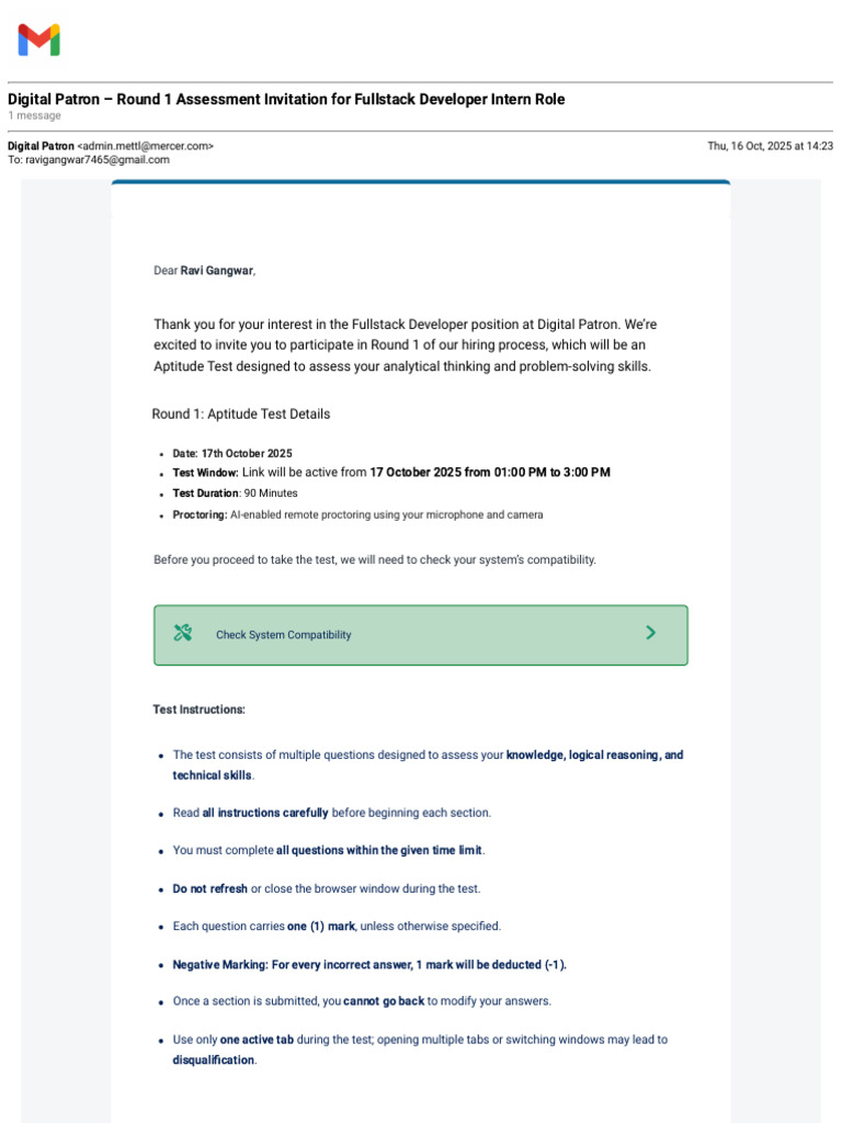 Fullstack Developer Intern Test Invite | PDF | Computing