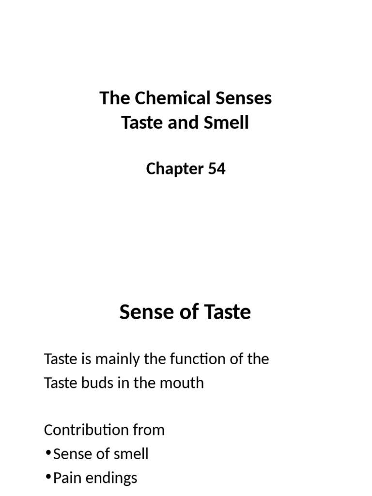Chemical Senses - Taste and Smell - Chapter 54 | PDF | Taste | Senses