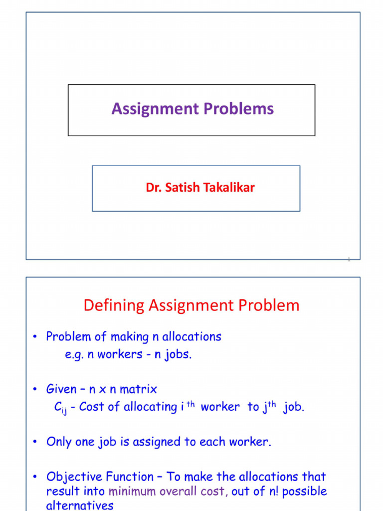 ILE25 01 Assignment Problem | PDF