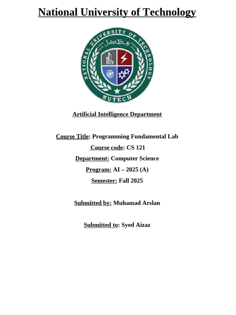 PF in Lab Assignment NO 1 | PDF | Computing | Computer Science
