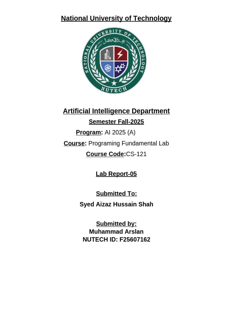 PF Lab Assigment 05 | PDF