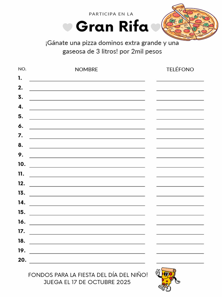 Rifa para Fiesta del Día del Niño 2025 | PDF