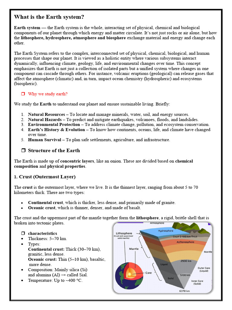 Understanding the Earth System Components | PDF | Earth Sciences | Earth