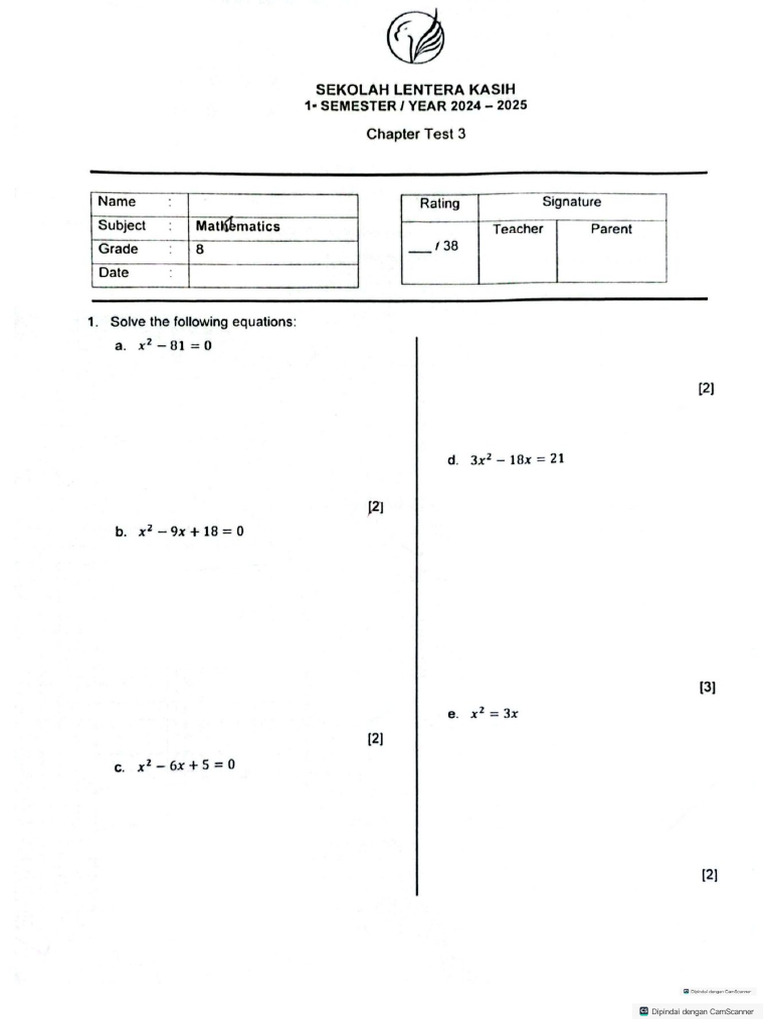 G8 SLK - CT Factorization and Quadratic Function | PDF