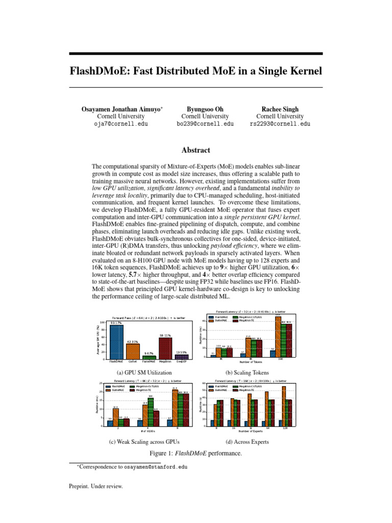 FlashDMoE: Efficient MoE on GPUs | PDF | Graphics Processing Unit ...