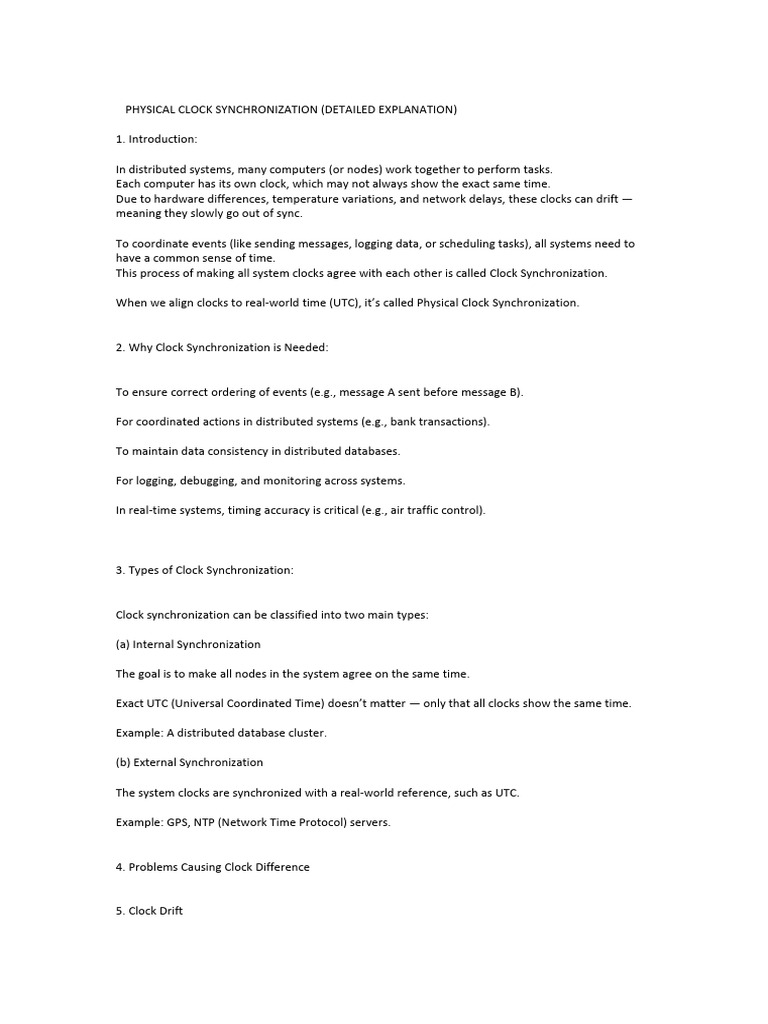 Physical Clock Synchronization Explained | PDF | Synchronization ...
