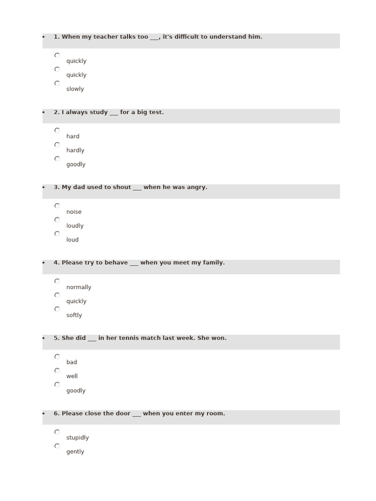 Exercise - Adverb | PDF