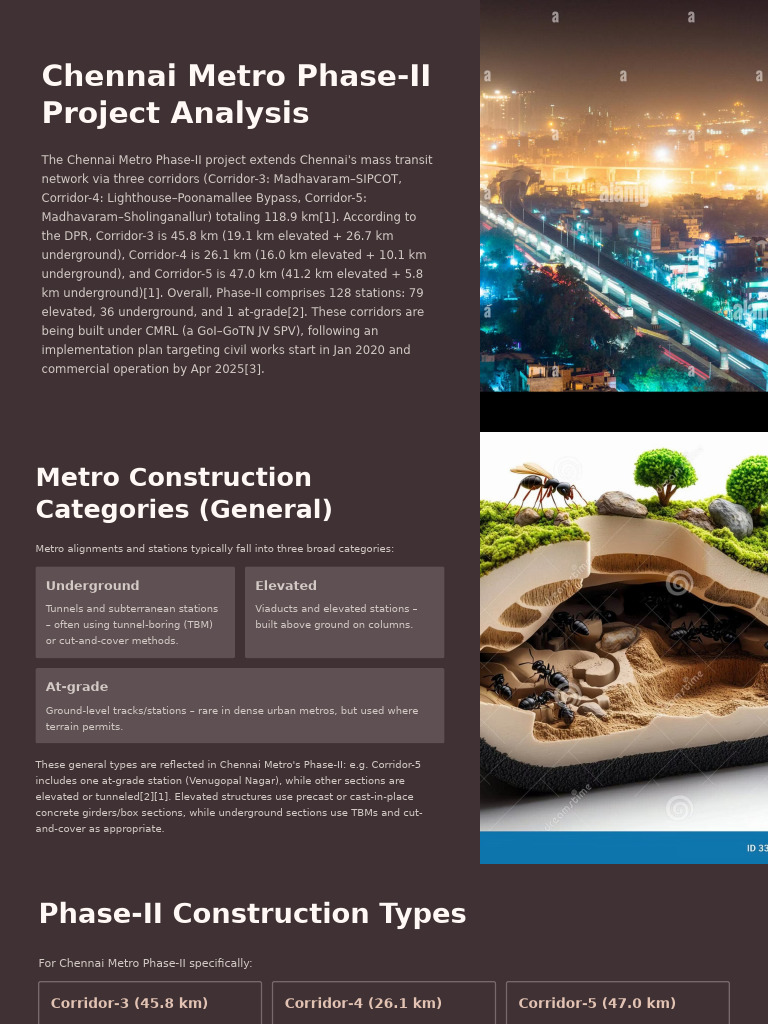 Chennai Metro Phase II Project Analysis | PDF | Tunnel | Civil Engineering