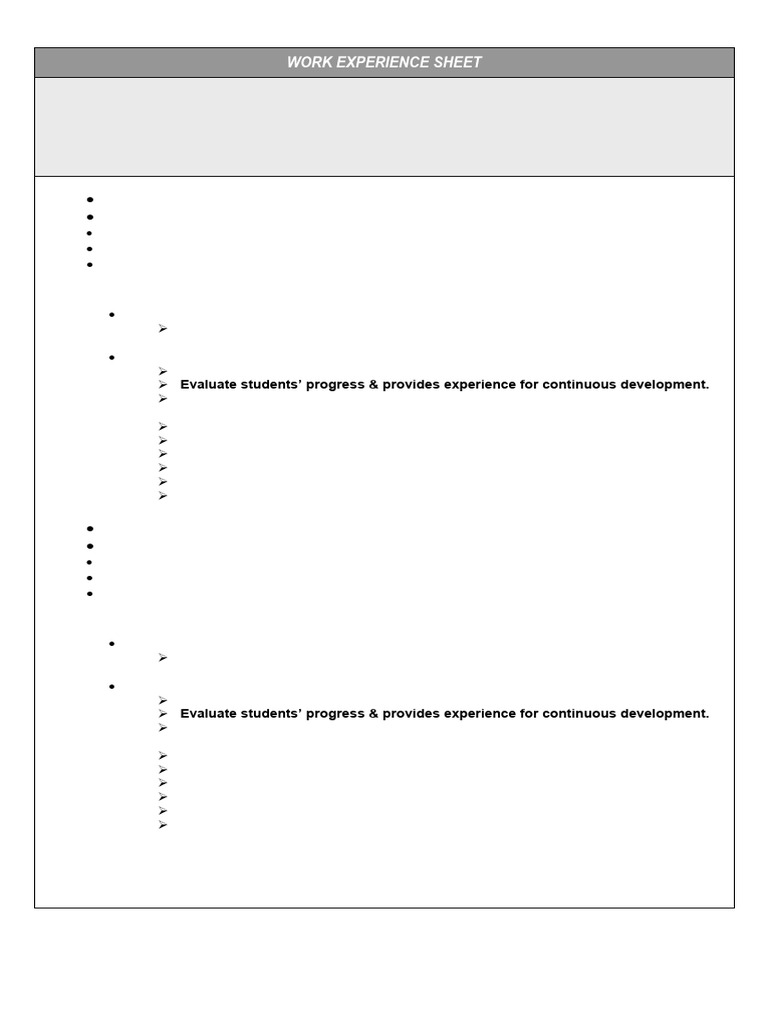 Teacher Work Experience Summary | PDF | Teachers | Human Communication