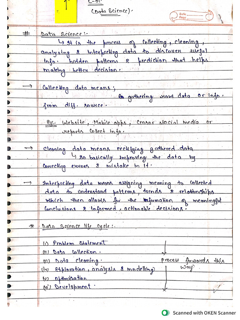 DATA SCIENCE 3 Week Notes | PDF
