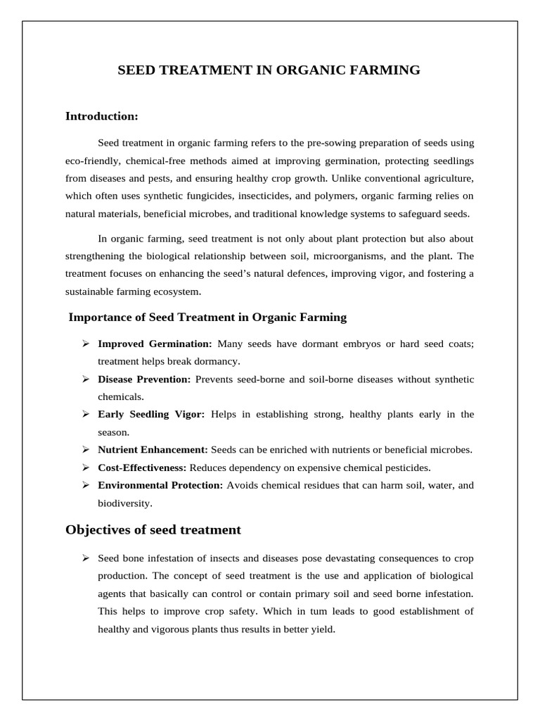 Organic Seed Treatment Methods Guide | PDF | Organic Farming | Seed
