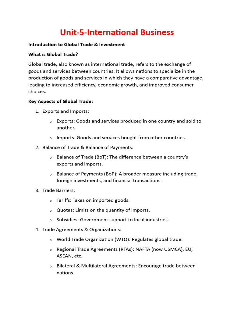 Unit-5 International Business | PDF | Financial Risk | World Trade ...