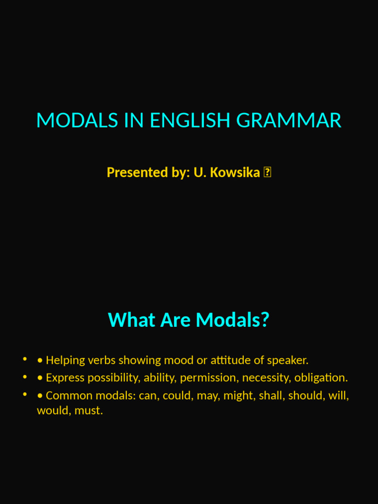 Modals Dark Alpha U Kowsika | PDF