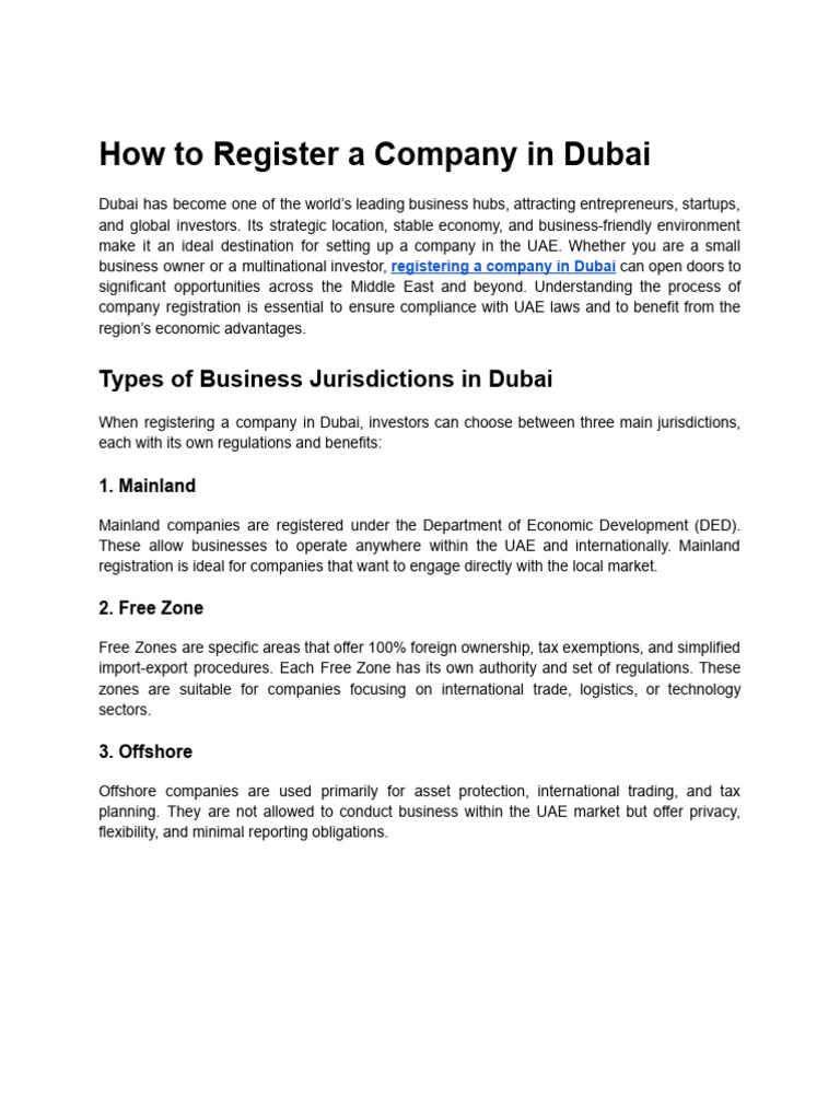 How To Register A Company in Dubai | PDF | Business | Dubai