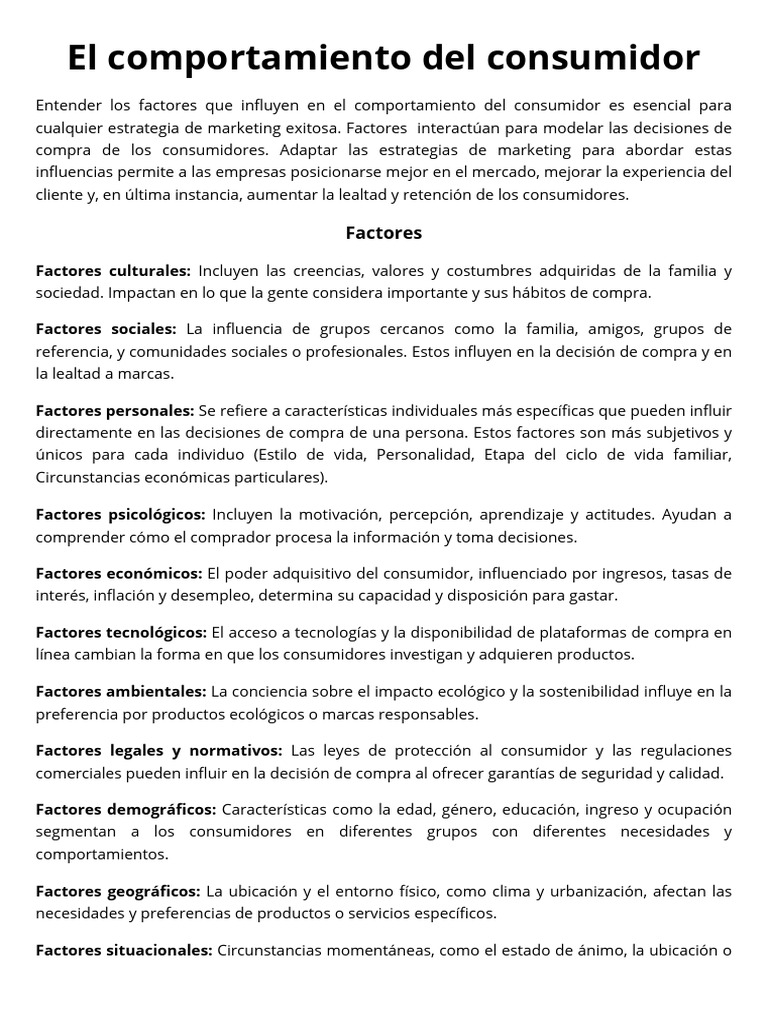 El Comportamiento Del Consumidor | PDF | Comportamiento | Los consumidores