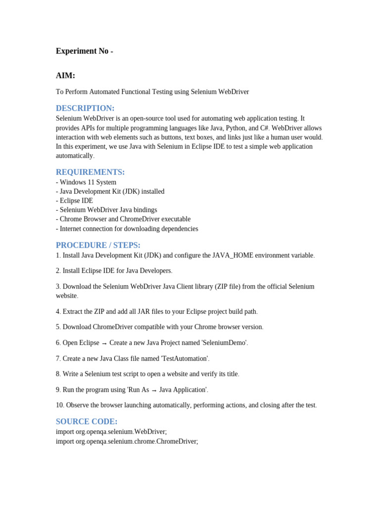 Automated Testing with Selenium WebDriver | PDF | Selenium (Software ...