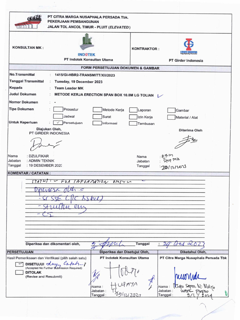1415 - Gi - Metode Kerja Erection Span Box 10.8M LG Tolian (Ok CMNP) | PDF