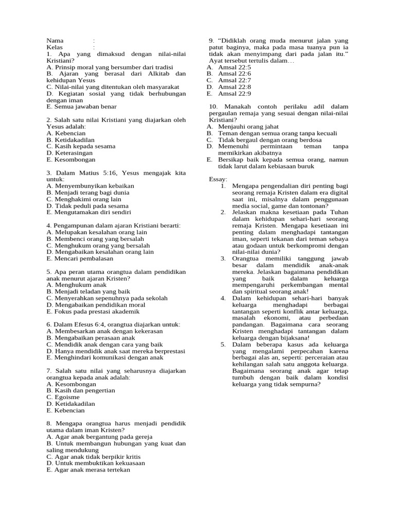 Nilai-nilai Kristiani dan Pendidikan Anak | PDF
