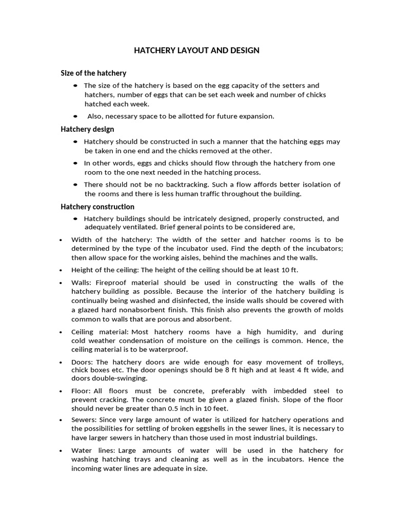 Hatchery Layout and Design Guide | PDF | Building Engineering