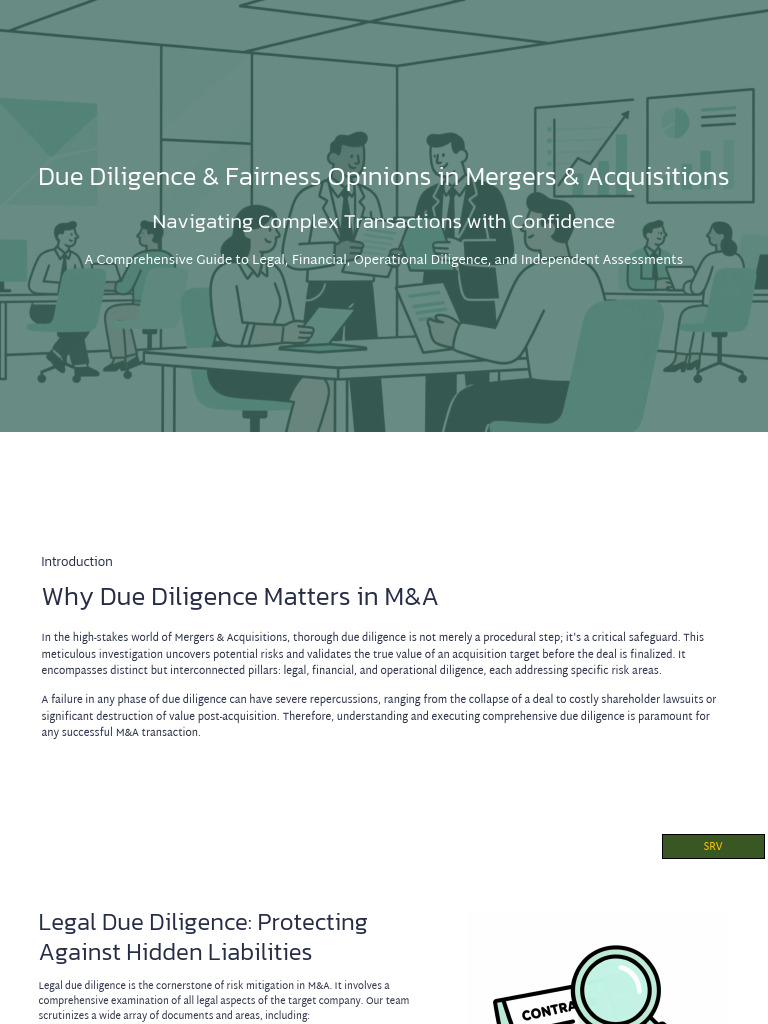 Due Diligence in M&A Transactions | PDF | Mergers And Acquisitions ...