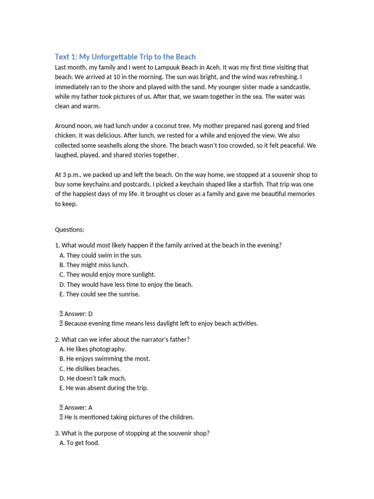 Recount Texts With HOTS Questions | PDF