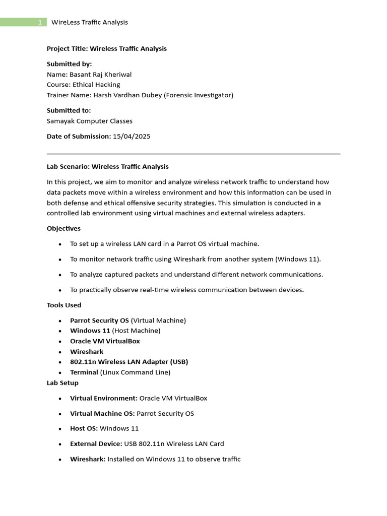 Wireless Traffic Analysis | PDF | Computer Network | Virtual Machine