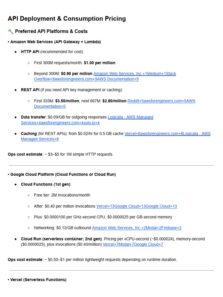 API Deployment Pricing Overview | PDF | Amazon Web Services | Cloud ...