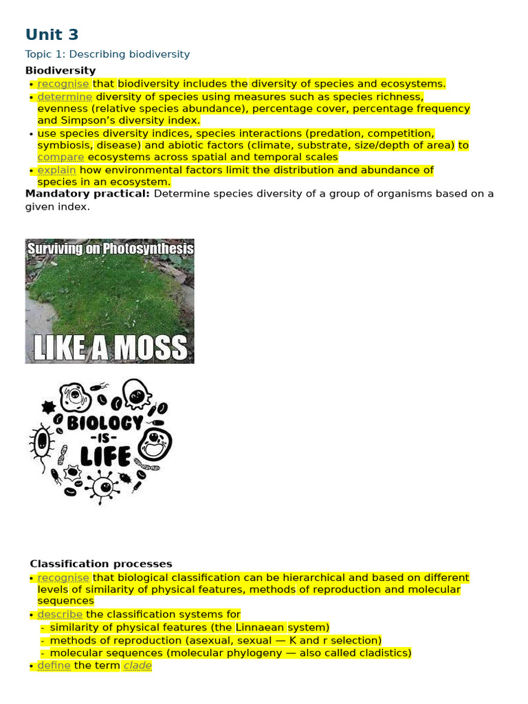 Unit 3 and 4 Syllabus Descriptors | PDF | Gene | Dna