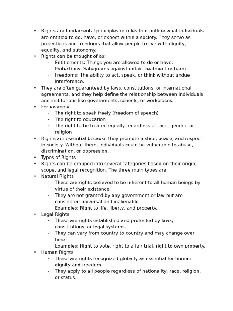 Understanding Rights: Types and Importance | PDF | Rights | Freedom Of ...
