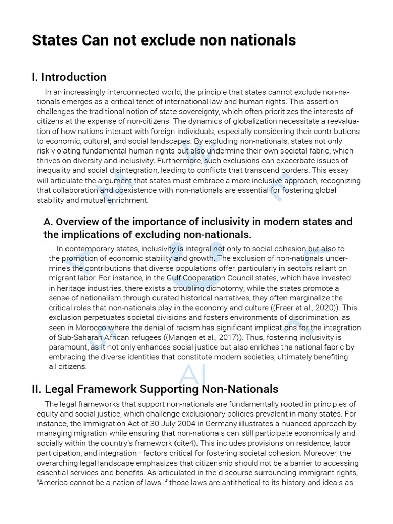States Can Not Exclude Non Nationals | PDF | Social Exclusion | Immigration