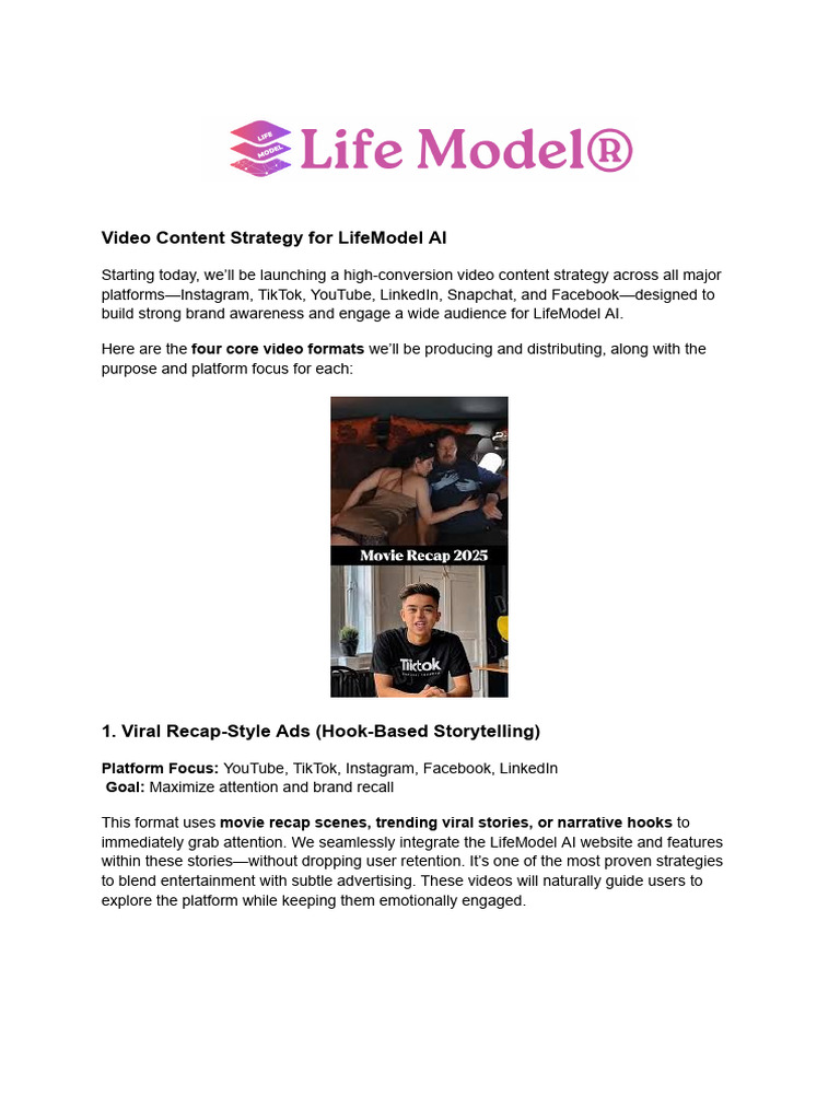 Video Strategy for LifeModel AI | PDF | Brand | You Tube
