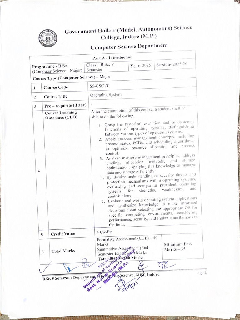 BSC Computer Science V Semester 2025 2026 Major | PDF
