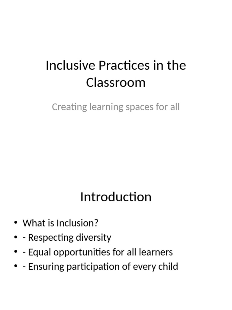 Inclusive Classroom Practices Guide | PDF