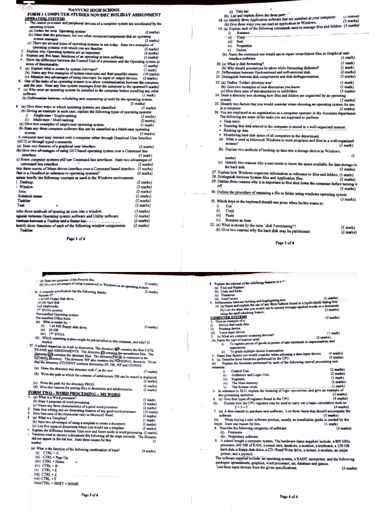 Computer Studies Assignment | PDF
