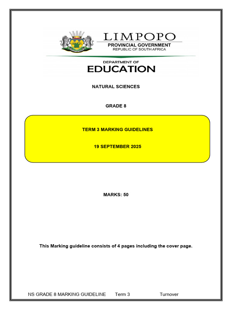 5 2025 Term 3 Ns Grade 8 Memorandum | PDF | Electricity | Electrical ...