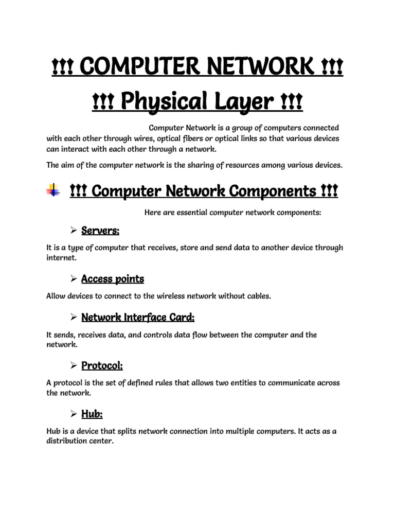 Computer Network Components & Topologies | PDF | Network Topology ...